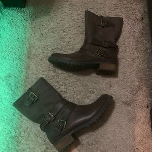 b.o.c. Brown Buckle Mid-Calf Heeled Boots